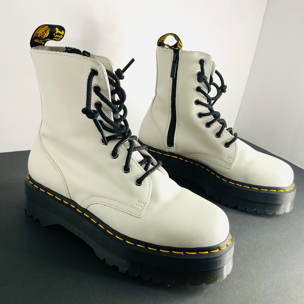 Dr. Martens Jadon White Platform Boots Side Zip US Men’s 9 UK 8 EU 42 - Picture 4 of 7